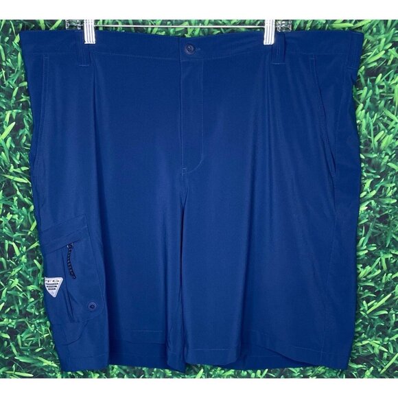 Columbia PFG Flat Front Men’s Size 42 Blue Lightweight Shorts 10" Inseam Pockets - Picture 1 of 5